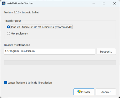 Installation de Tracium - Cliquez pour agrandir